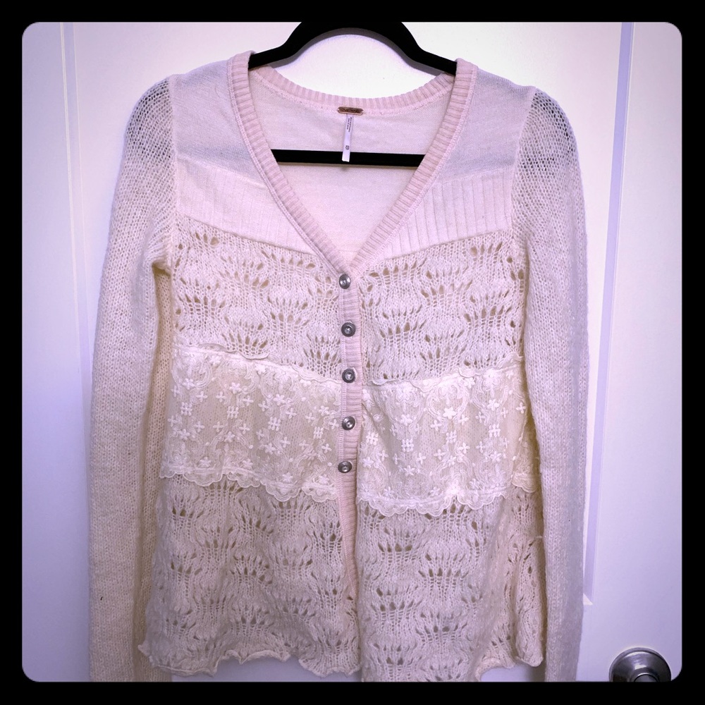 Free People lace mixed cardigan